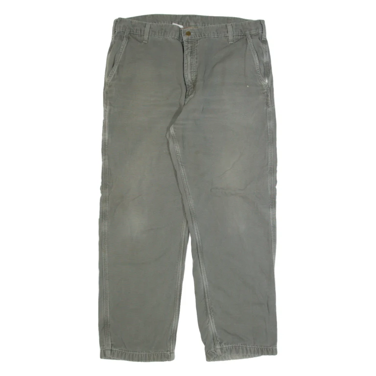 CARHARTT Lined Workwear Mens Trousers Grey Regular Straight W40 L32