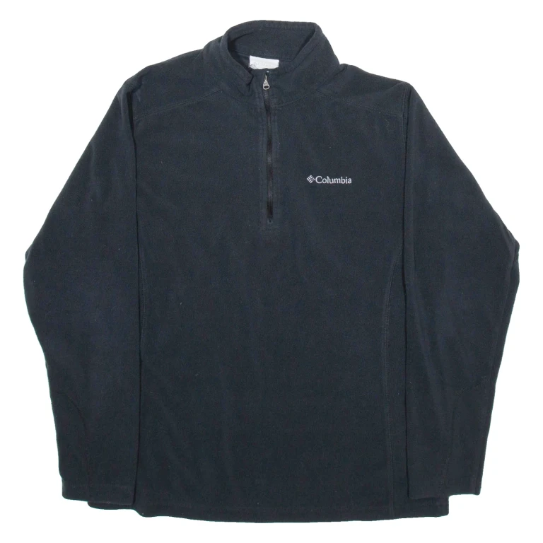 COLUMBIA Mens Fleece Black 1/4 Zip Tight Knit S