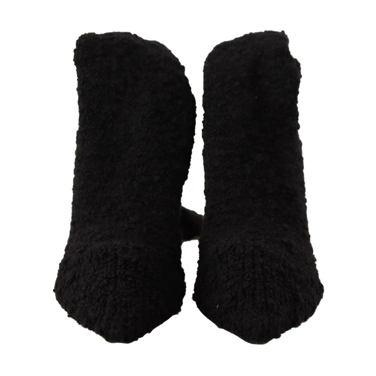 Dolce & Gabbana Black Stretch Socks Knee High Booties Shoes Fabric - Women