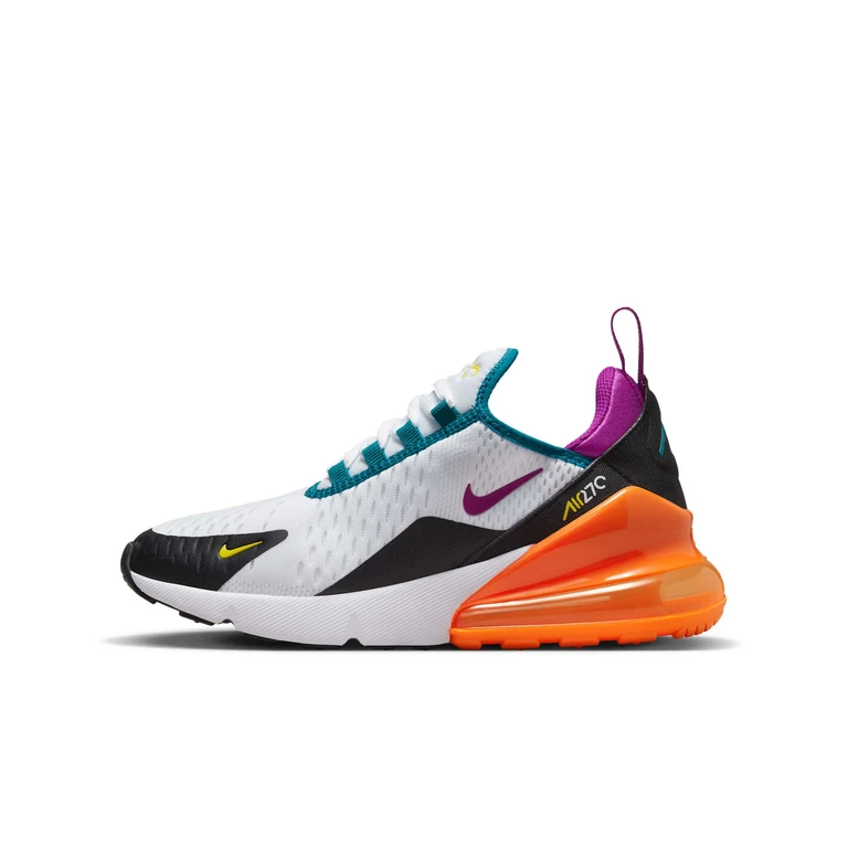Grade School Air Max 270 Gs 'White Orange Purple' Sneakers