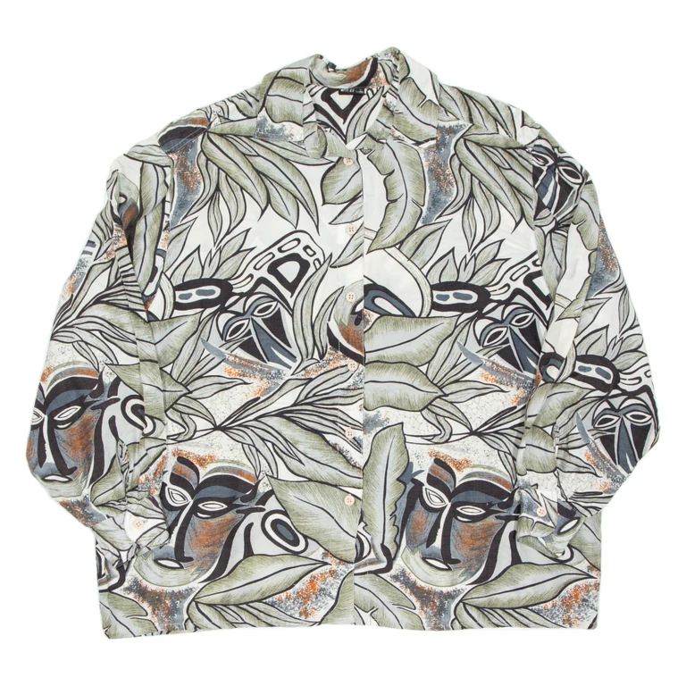 Womens Shirt Green Crazy Pattern Long Sleeve XL