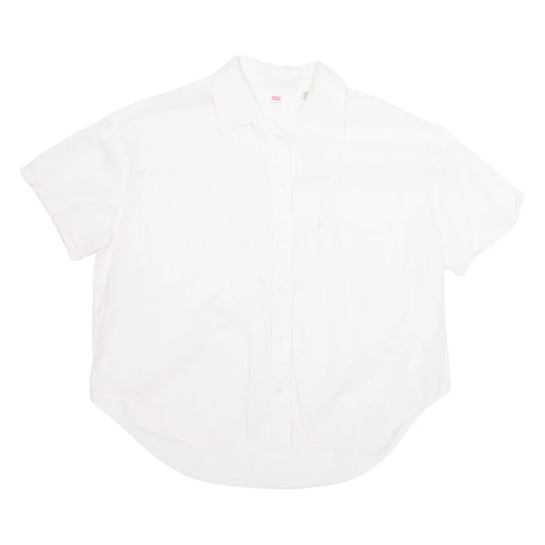 LEVI'S Womens Cropped Shirt Pink Collared S