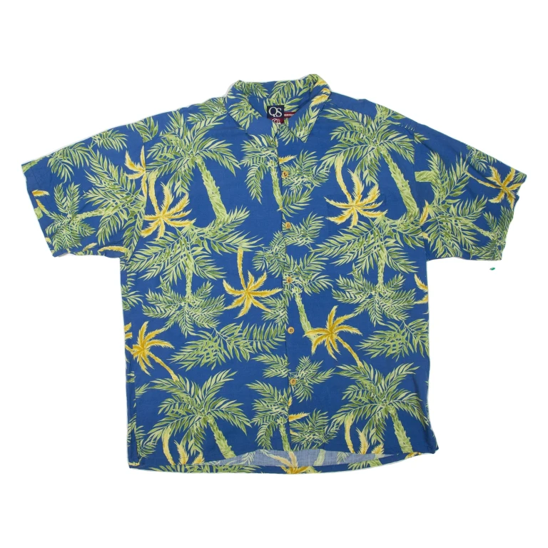QUIKSILVER Mens Hawaiian Shirt Blue Crazy Pattern 2XL