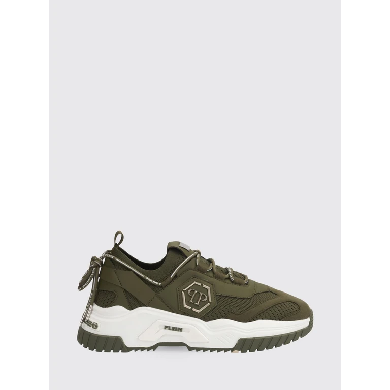 Low-Top Sneakers in Crochet Knit and Leather with Metallic Hexagon Logo (FABSUSC0248PTE003N05)