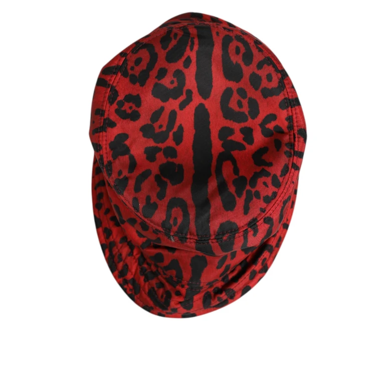 Dolce & Gabbana Red Black Nylon Leopard Print Bucket Men Cap Hat Polyamide - Men