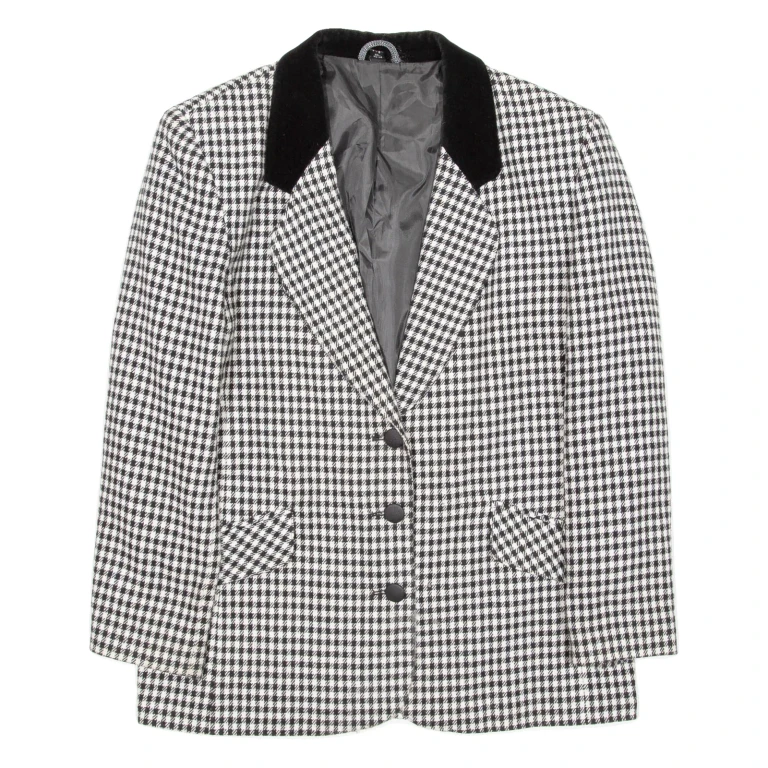 Womens Blazer Coat Black Houndstooth UK 14