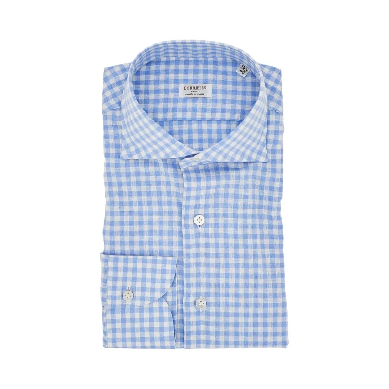 BORRIELLO NAPOLI Check cotton and linen shirt Man 40