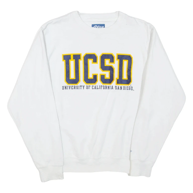 BLUE University Of California San Diego Mens Sweatshirt White Crew Neck USA XS