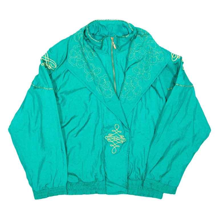 LAVON Womens Shell Jacket Green Nylon Floral XL