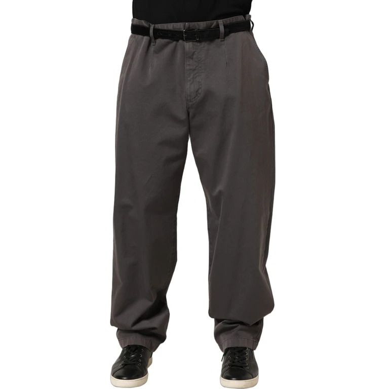 Dolce & Gabbana Dark Gray Midwaist Straight Men Trouser Pants Cotton - Men