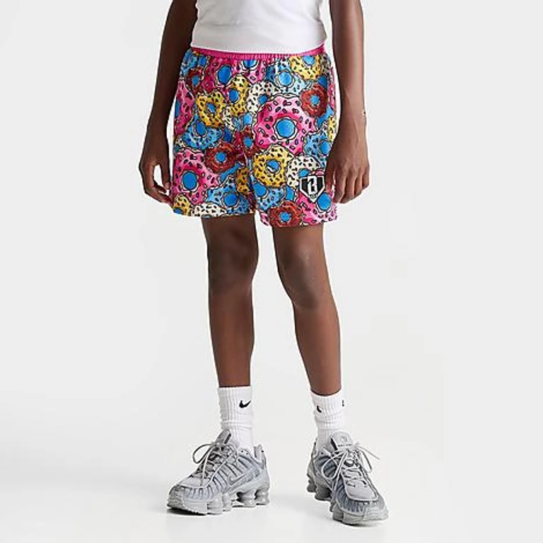 Big Kids Donut Mesh Shorts in Blue/Pink Size: Small