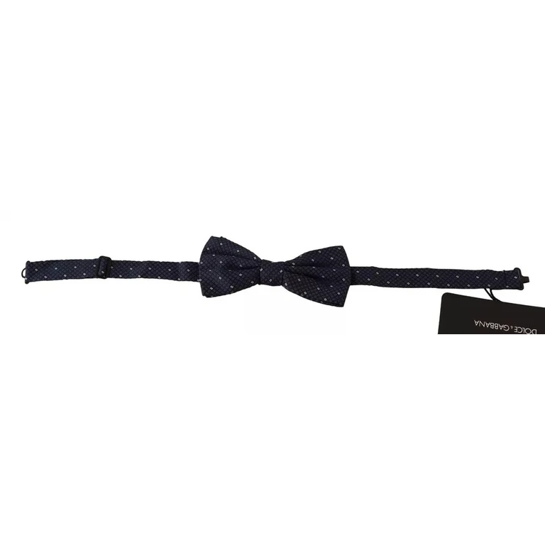 Dolce & Gabbana Blue Patterned Silk Adjustable Neck Bow Tie Men - Men