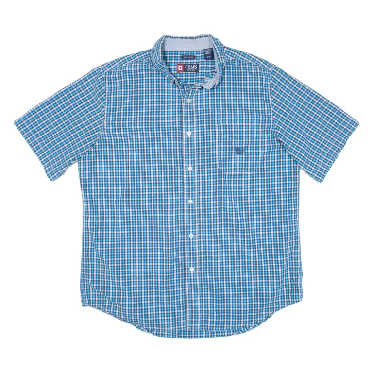 CHAPS Mens Shirt Blue Check L