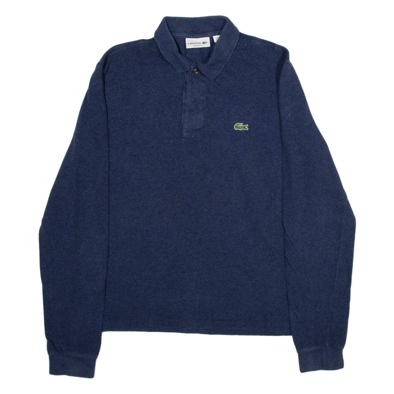 LACOSTE Classic Fit Mens Polo Shirt Blue Long Sleeve S