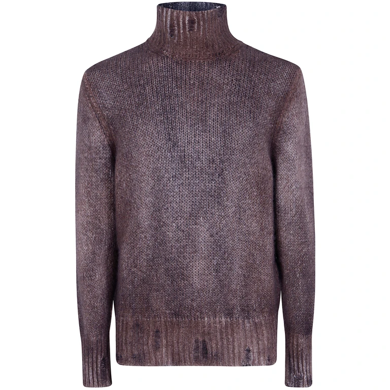 Sweater High Neck "Hand Painted Cashmere And Silk"