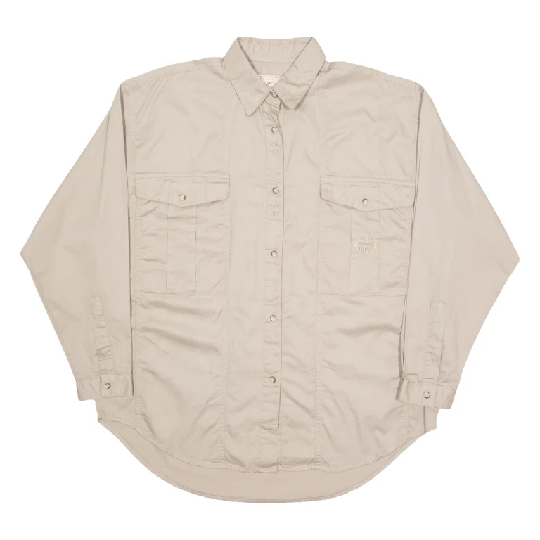 WRANGLER Womens Plain Shirt Beige Long Sleeve M