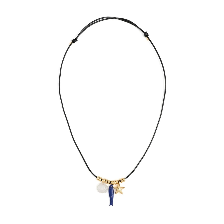 Madewell Sea Creature Leather Necklace Antique Gold One Size