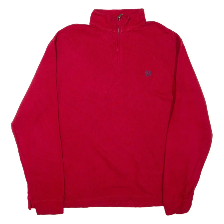 CHAPS Mens Jumper Red 1/4 Zip Tight Knit 2XL