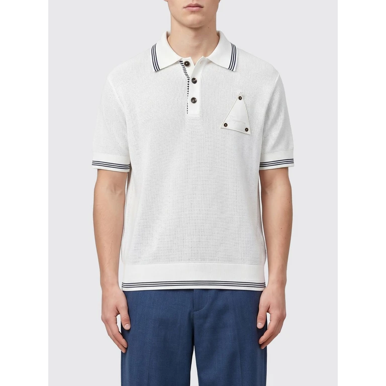 Voilier Short-Sleeve Cotton Polo Shirt with French Collar (26EPOM00618AK00318100)