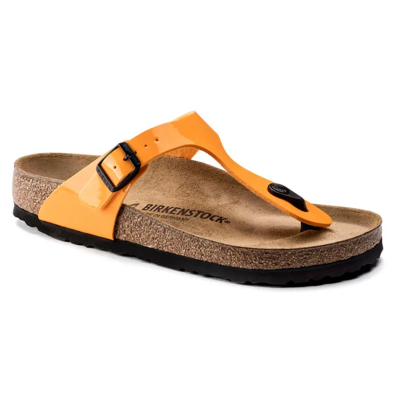 Gizeh Birko-Flor Patent Marygold Sandals