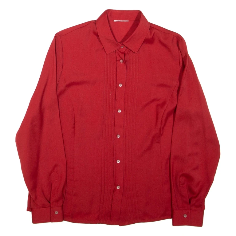 Womens Plain Shirt Red Long Sleeve L