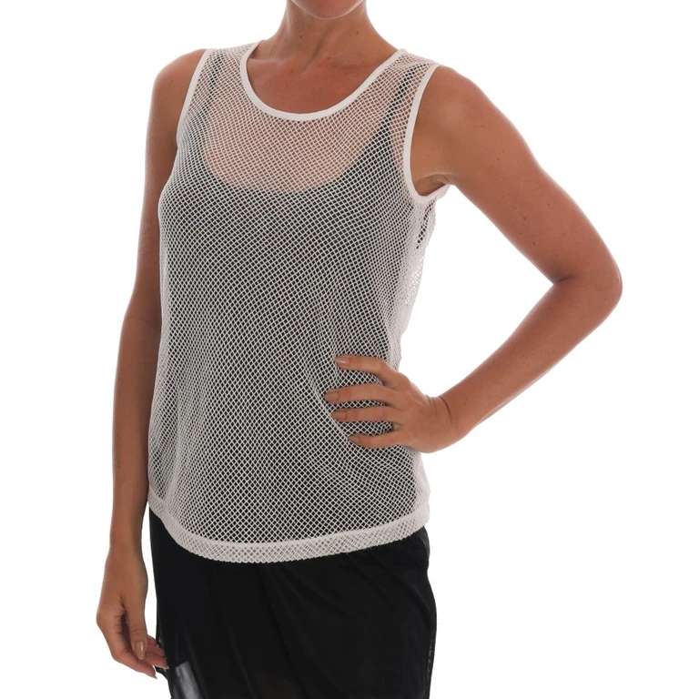 Dolce & Gabbana White Net Tank Transparent Top Cotton - Women