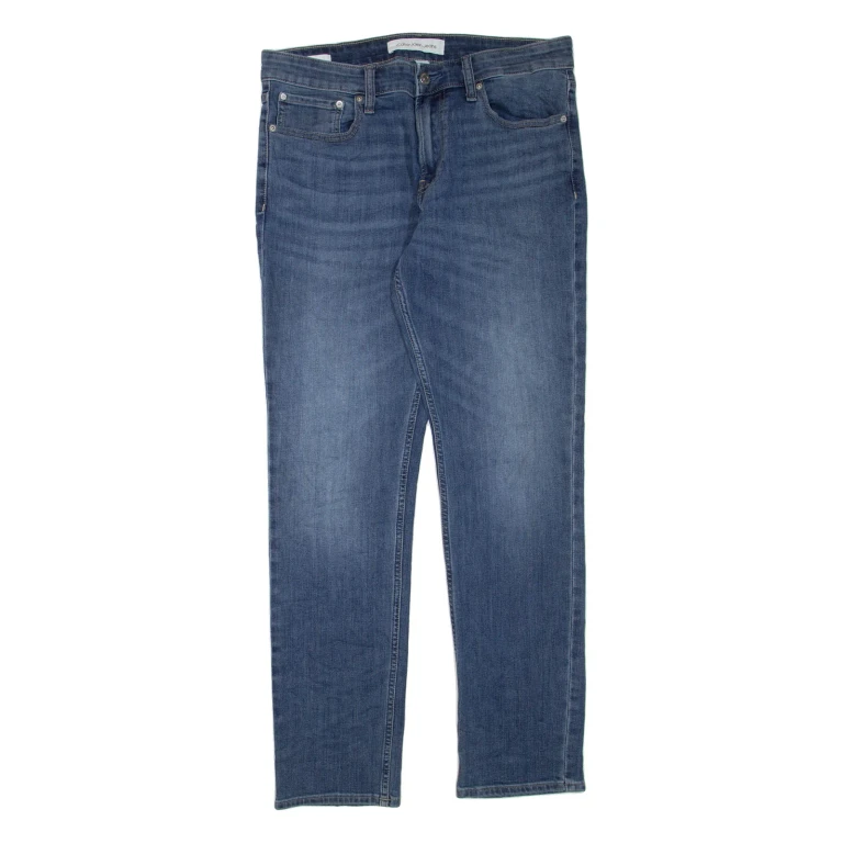 CALVIN KLEIN JEANS Mens Jeans Blue Regular Skinny Stone Wash W32 L32