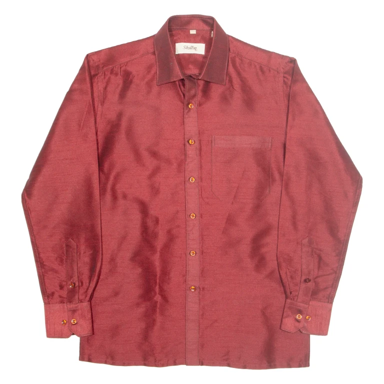 SHELTON Womens Plain Shirt Red Long Sleeve S