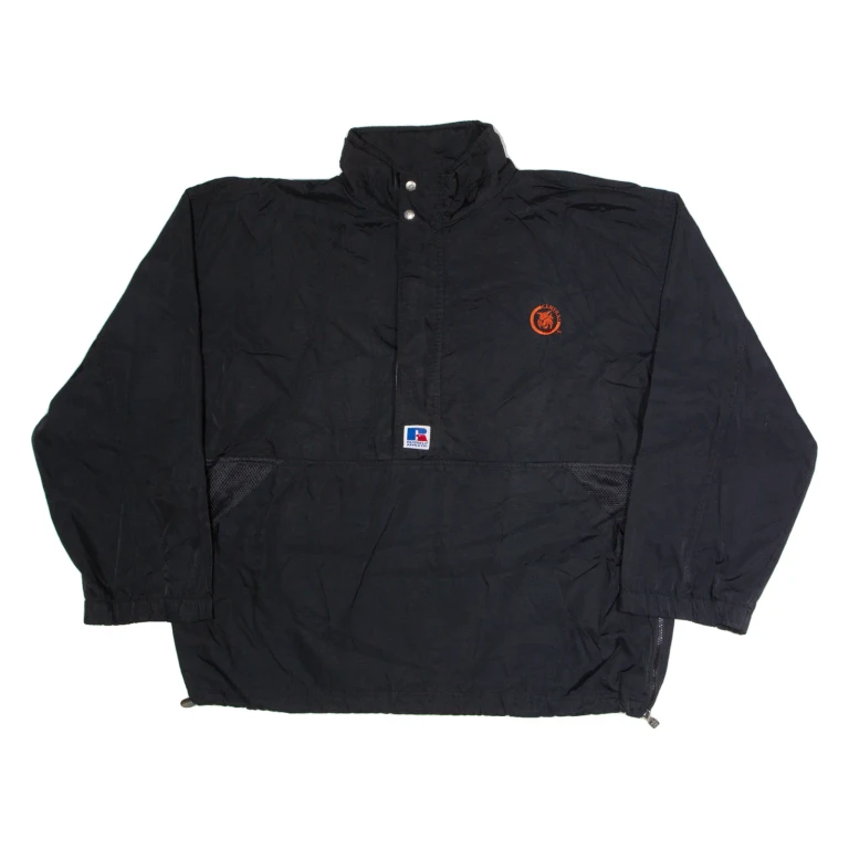 RUSSELL ATHLETIC Mens Track Jacket Black Nylon XL