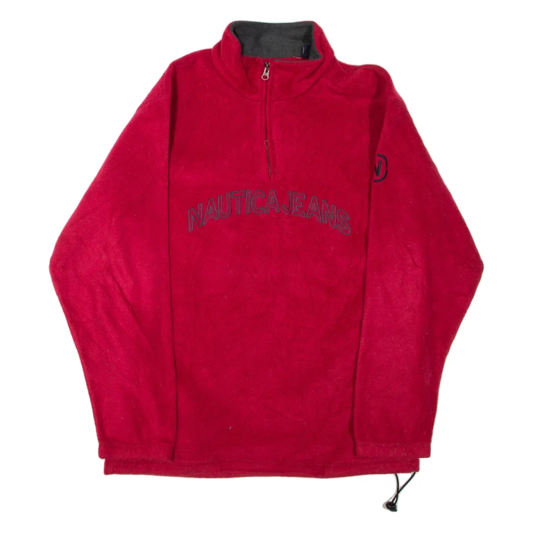 NAUTICA Mens Fleece Red 1/4 Zip L