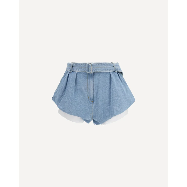 Flared denim Shorts with undershorts Female 38