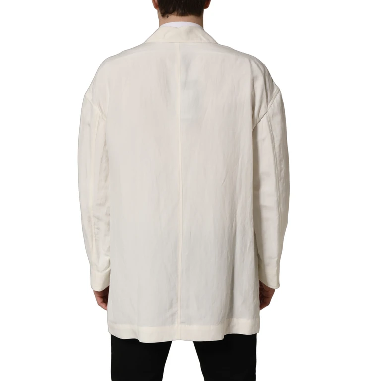Dolce & Gabbana Off White Flax Single Breasted Blazer Jacket Silk Clothing - Men