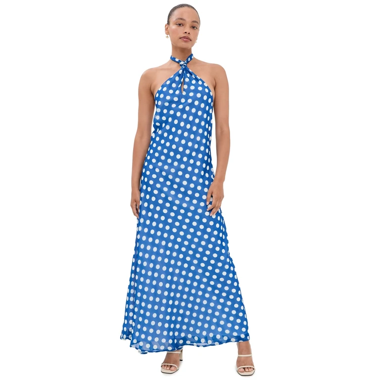 The Brisa Dress Blue Stripe/Dot L