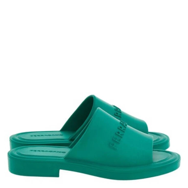 Ferragamo Giuneva Logo Embossed Slides, Size 9