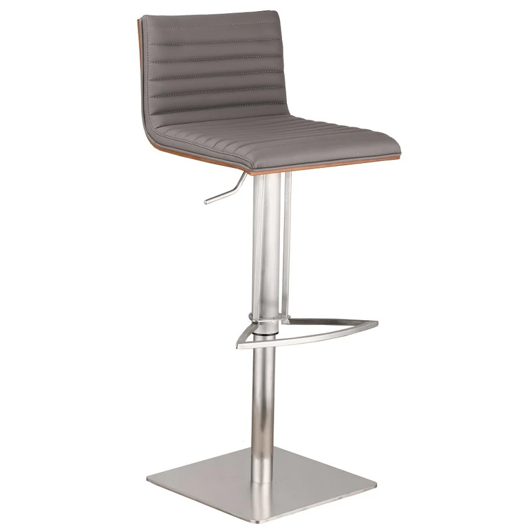 Caf Gray and Chrome Adjustable Height Bar Stool
