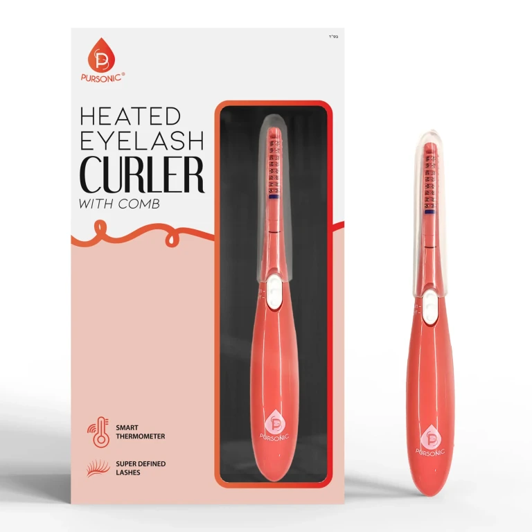 Heated Eyelash Curler with Comb, Provides Long Lasting Curl in Seconds