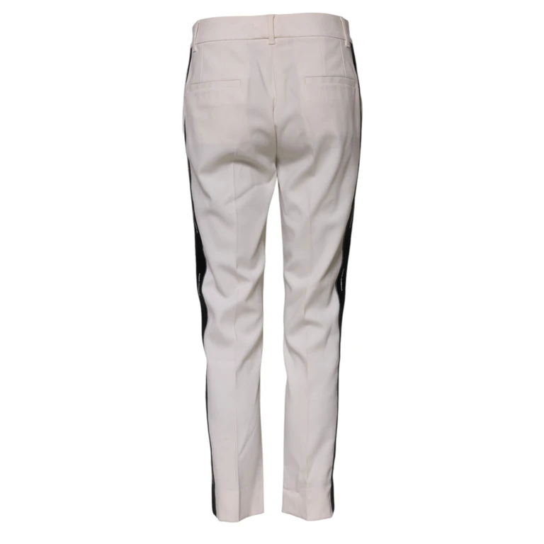 Dolce & Gabbana White Wool Mid Waist Tapered Trouser Pants Virgin Elastane - Women