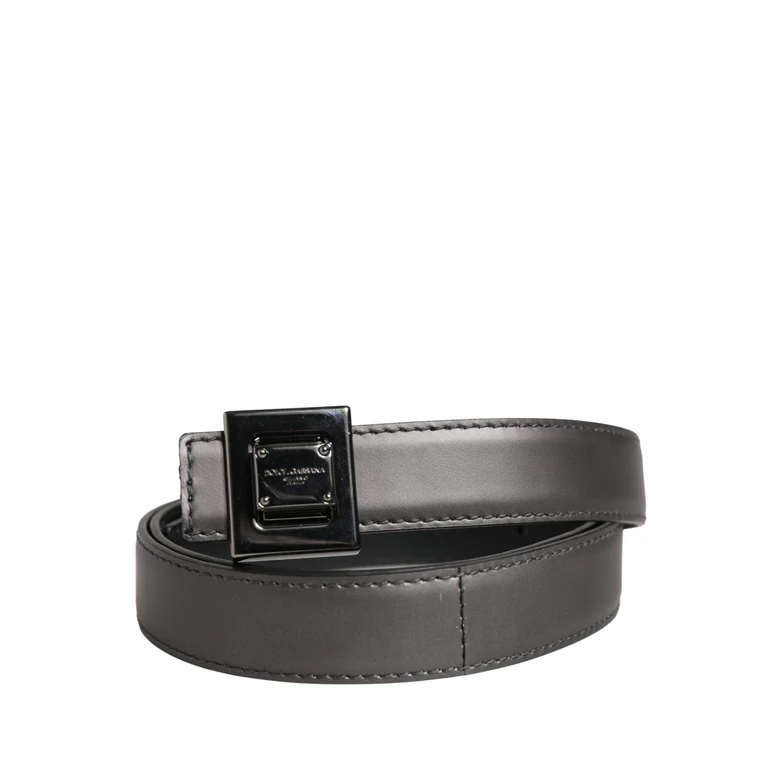 Dolce & Gabbana Men Silver Classic Leather Square Buckle Belt Lamb - Men