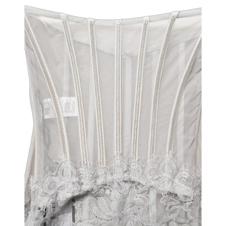 Gray Lace Corset Style Bodice Maxi Dress - Women