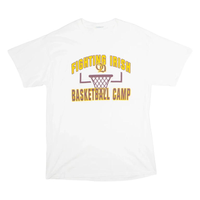 PORT AND COMPANY Fighting Irish Basketball Company Mens T-Shirt White USA L