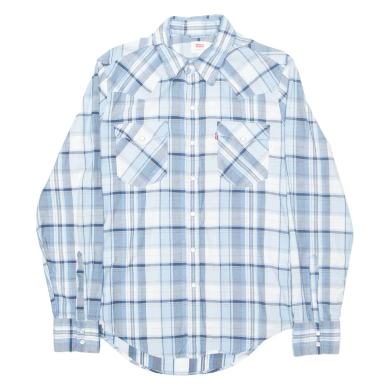 LEVI'S Mens Shirt Blue Check Long Sleeve S (VV3-231224-6138)