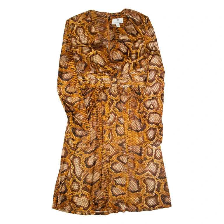 ALTUZARRA Womens Fit & Flare Dress Brown Animal Print Knee Length UK 8