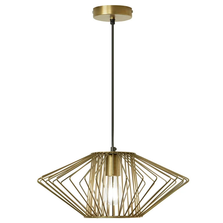 Industrial Gold Open Caged Shade Pendant