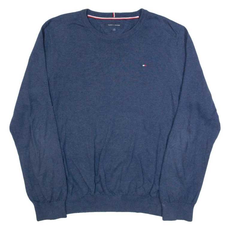 TOMMY HILFIGER Mens Jumper Blue Tight Knit L