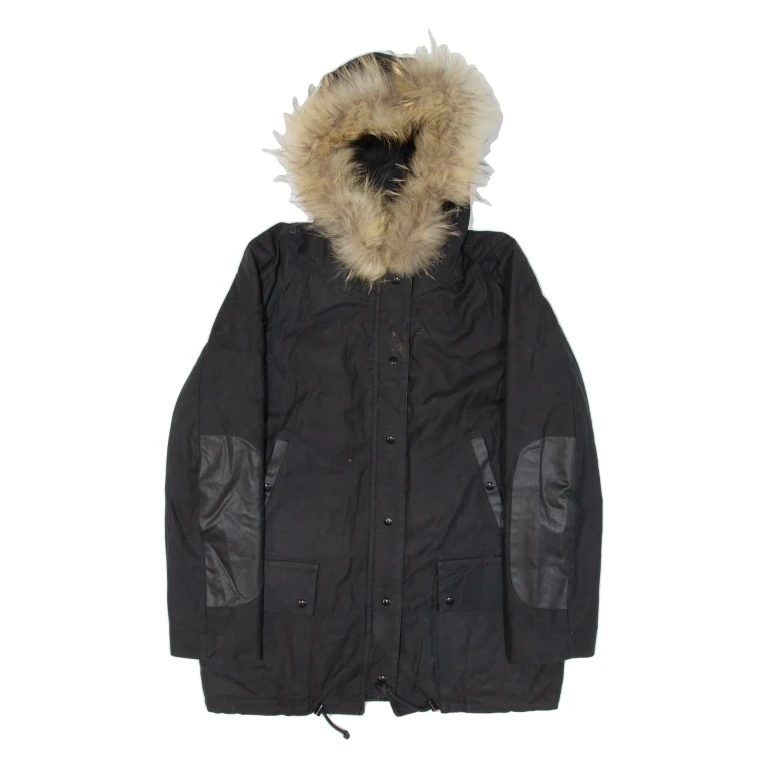 SANDRO Sherpa Lined Womens Jacket Blue Hooded S