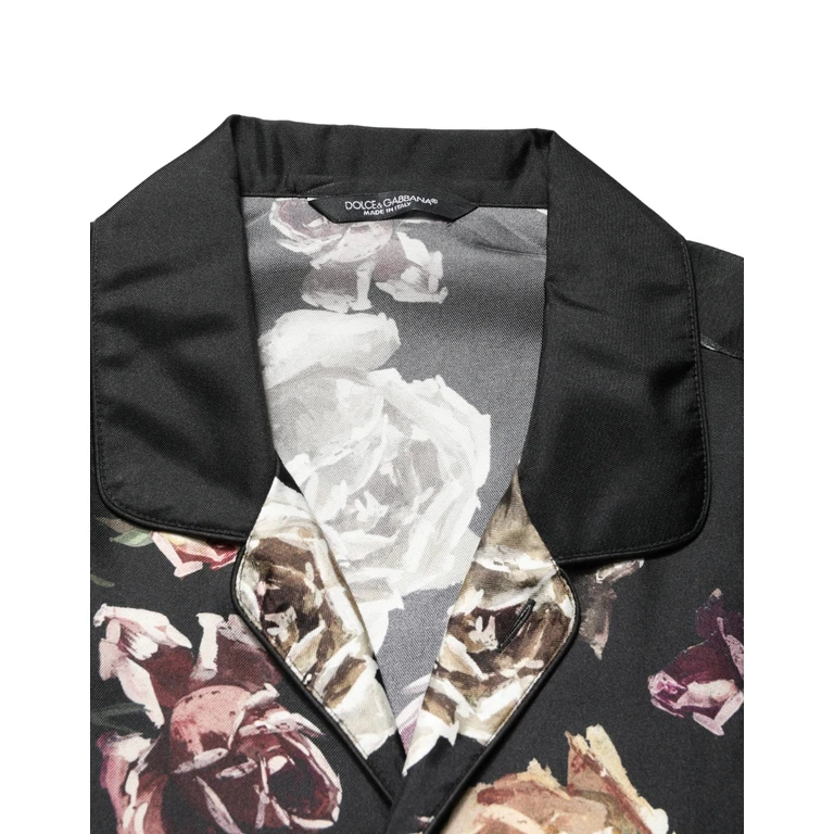Dolce & Gabbana Black Floral Print Long Sleeves Casual Shirt Silk - Men