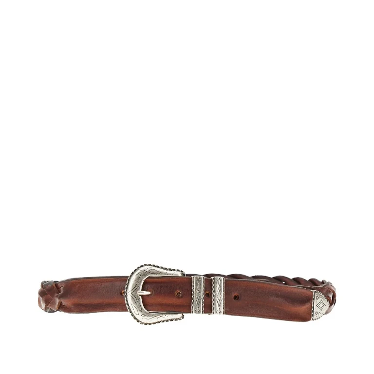 GIANNIFRANCO BELTS Braided shiny leather belt Man 105