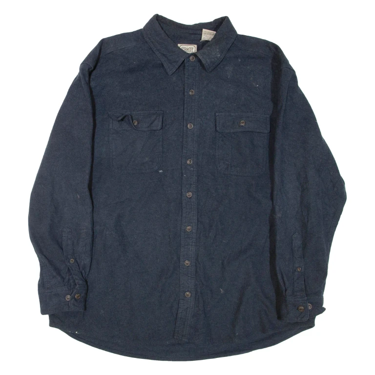 SCHMIDT WORKWEAR Mens Plain Shirt Blue Long Sleeve 2XL