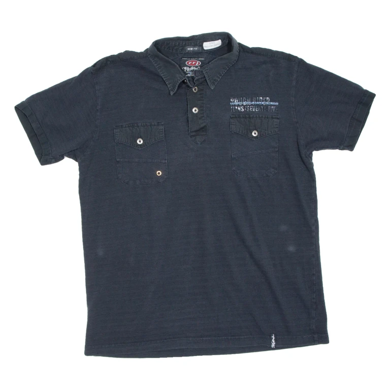 ROUGH RIDER JEANS Slim Fit Mens Polo Shirt Black L
