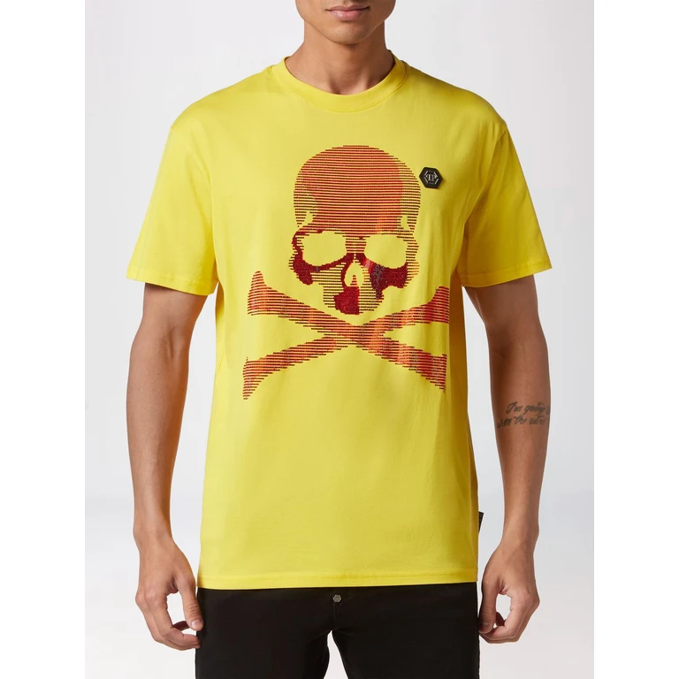 Short-Sleeved Cotton T-Shirt with Skull Print (FACCMTK6188PJY002N09)